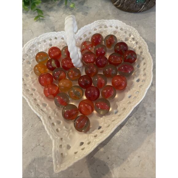 34 Master Glass Clear Bubbles Sunburst Sunset Cats Eye Marbles Orange Swirl - Picture 1 of 3